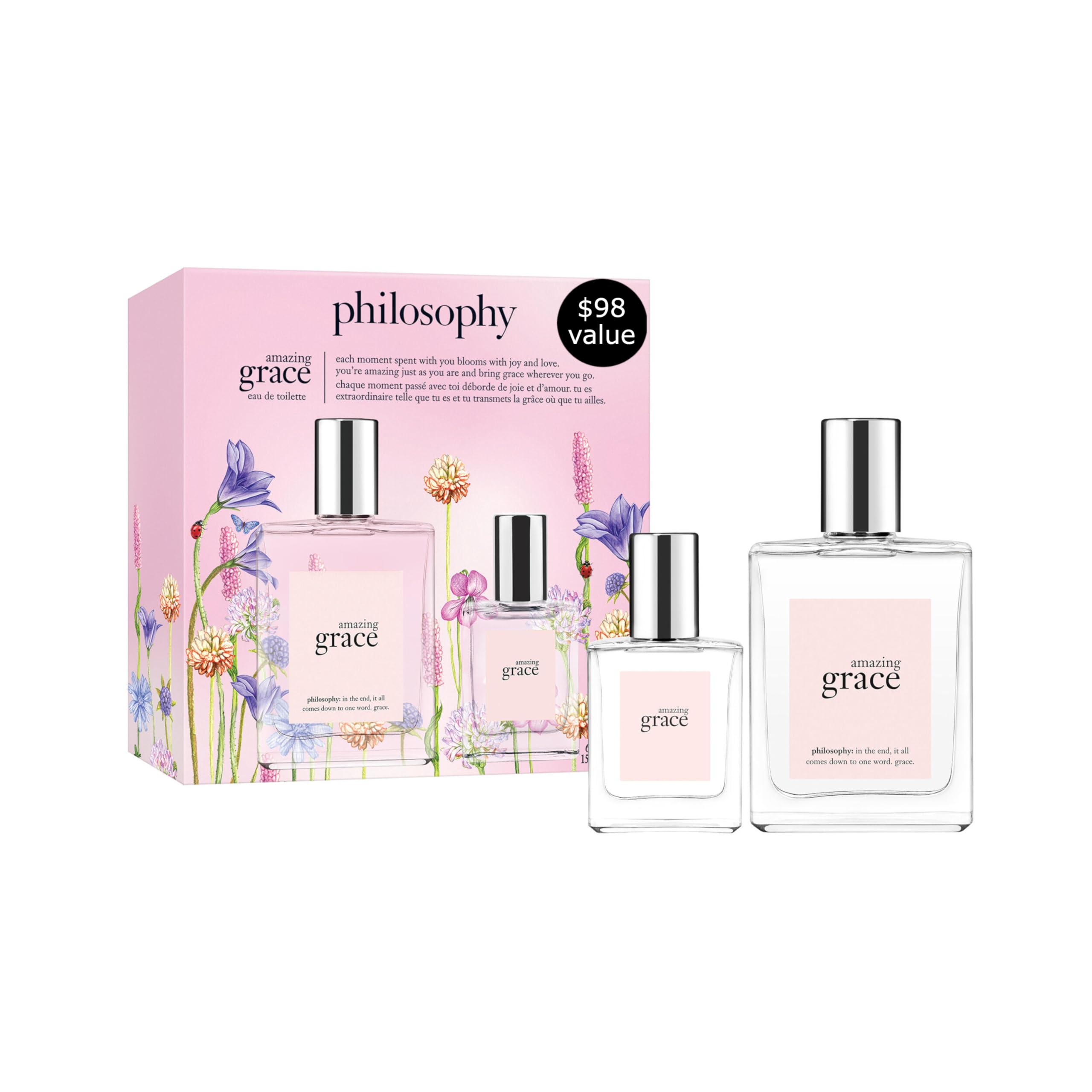philosophy amazing grace perfume duo gift set- clean & floral women's perfume - with notes of bergamot, muguet & musk - long lasting fragrance