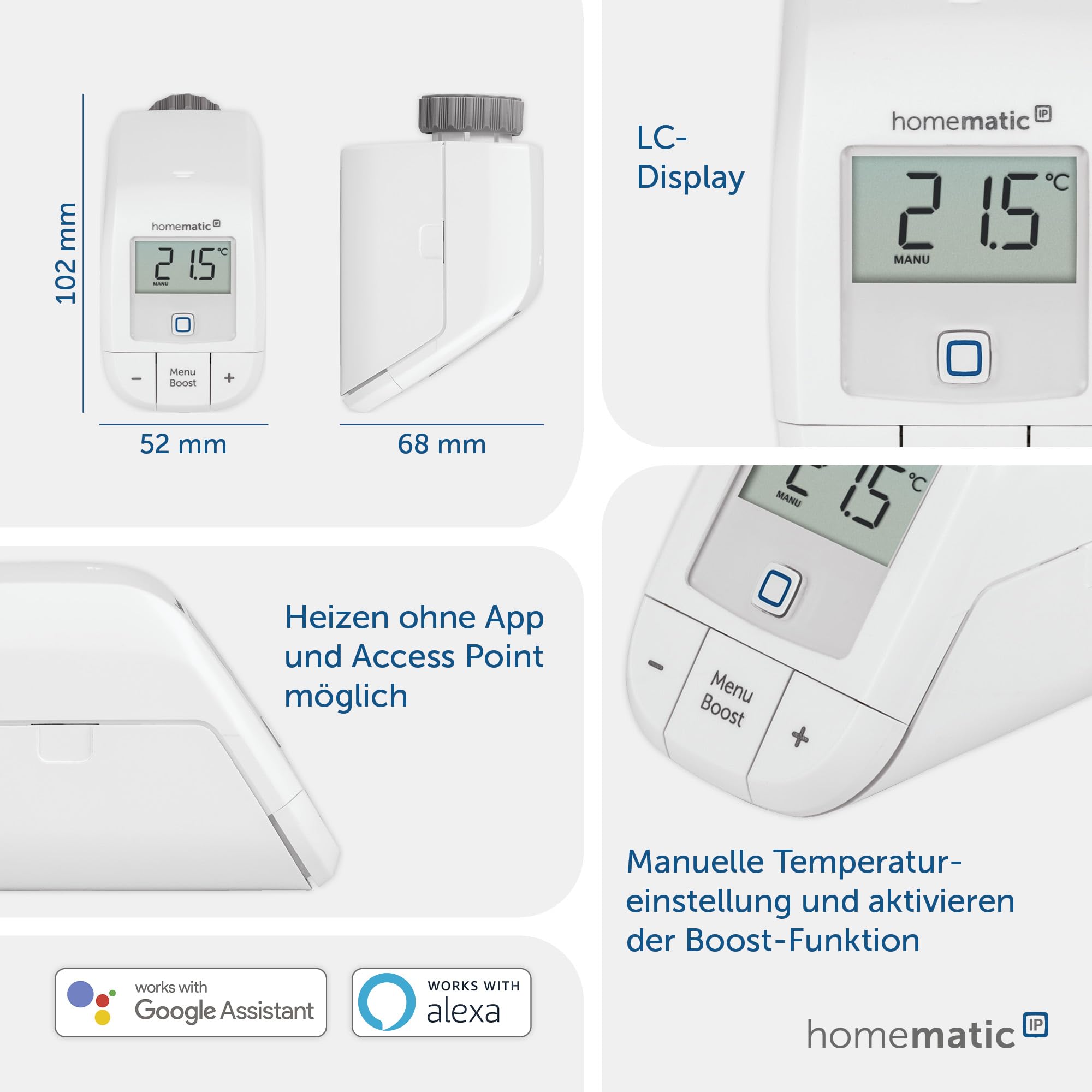 HOMEMATIC IP SMART HOME 161046A0 THERMOSTAT DE RADIATEUR NUMÉRIQUE PUR