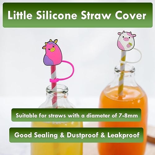 Miniatura 3 de TAOHUAJIANG Stanley - Cubierta de paja de vaca, 2 unidades, con cadena de copas, cubierta de paja de vaca, fundas de pajilla, cubiertas de paja de