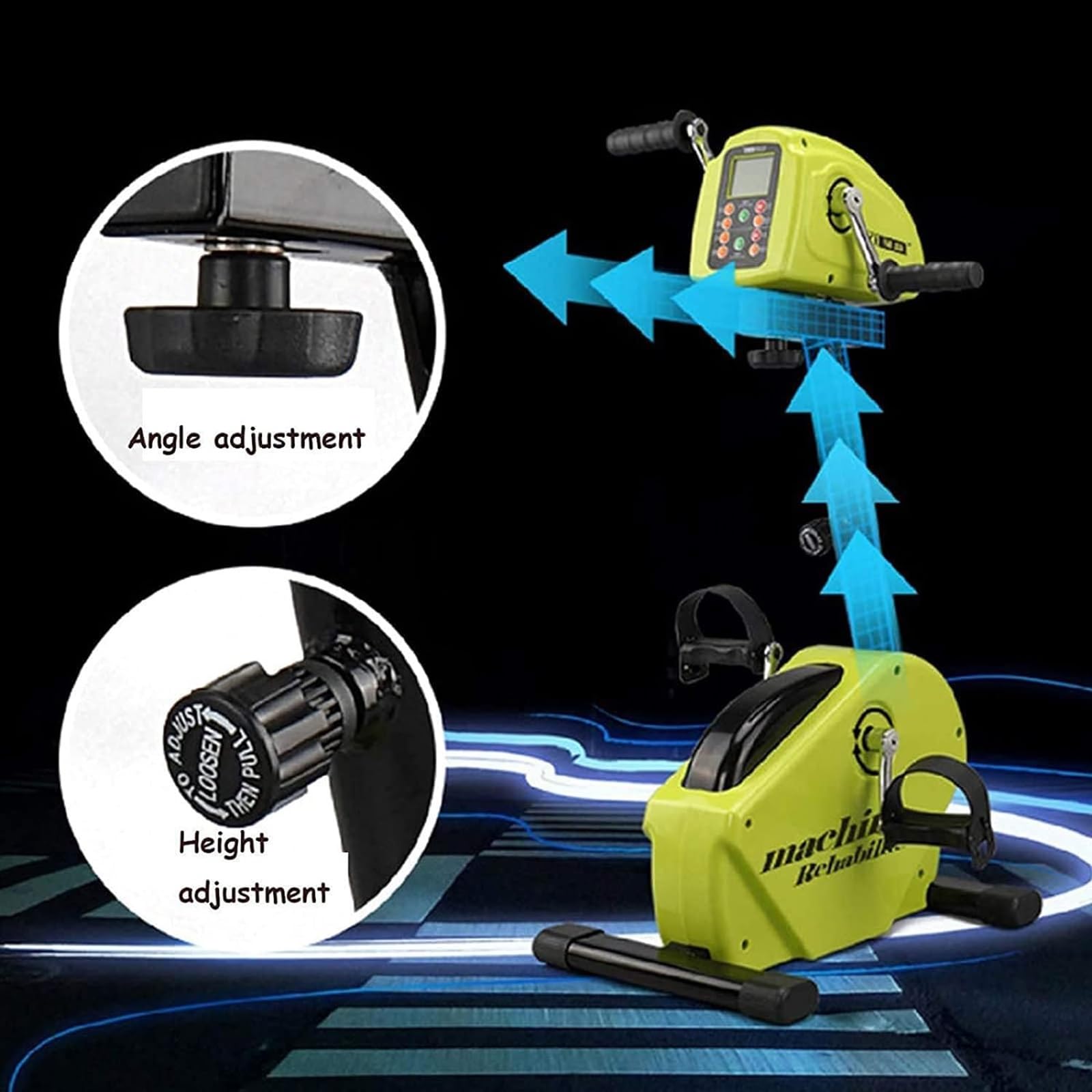 Zmotoryzowany rower treningowy z pedałami Rower rehabilitacyjny Starszy rower treningowy do ćwiczeń kończyn górnych i dolnych, Mini rowerowy sprzęt rehabilitacyjny dla osób niepełnosprawnych (Color :