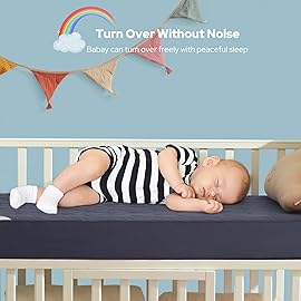Waterproof Crib Mattress Protector 2 Pack, Soft and Breathable Crib Mattress Pad Cover, Noiseless Machine Washable Toddler Mattress Protector for Standard Baby Toddler Bed (52\'\'x28\'\',Navy Blue)