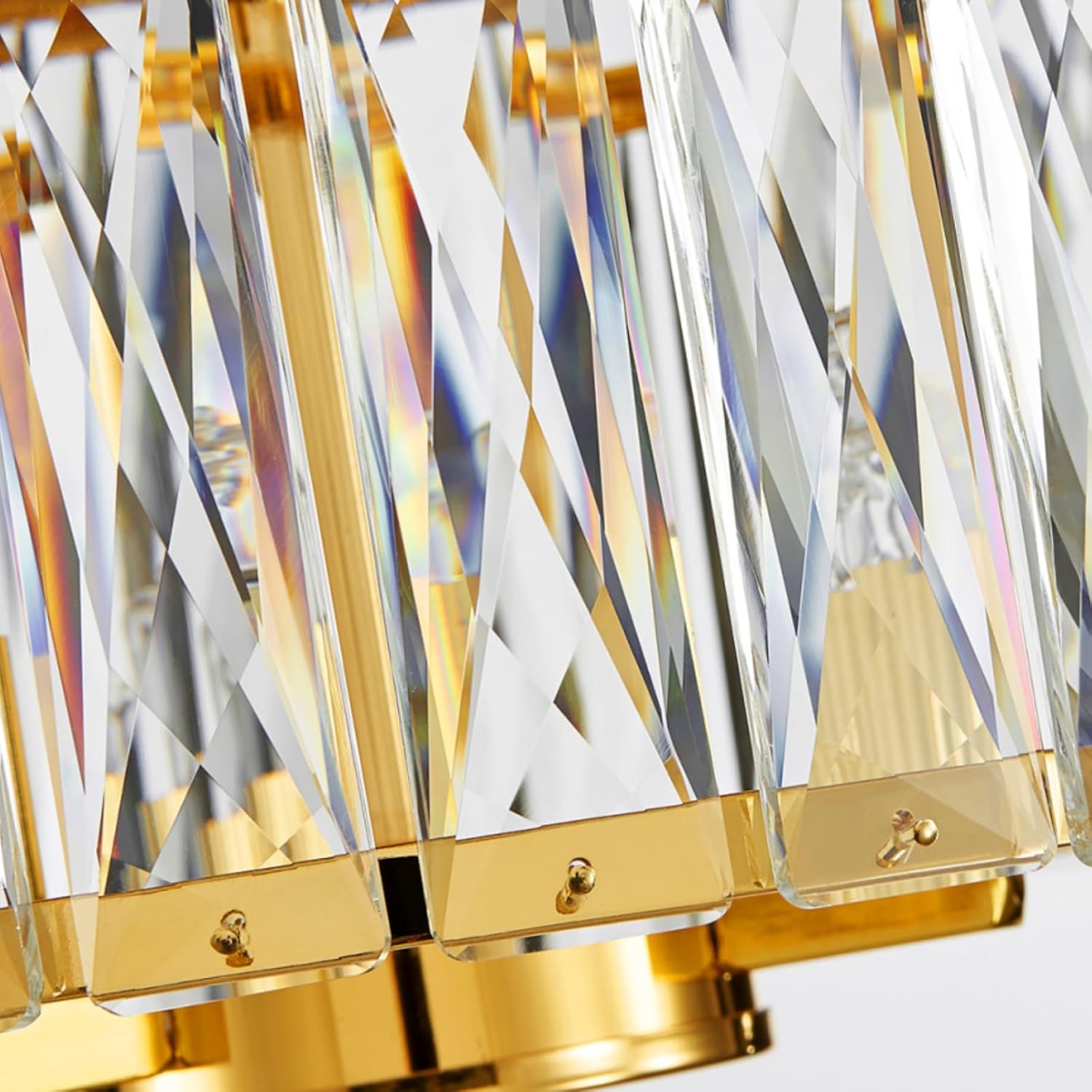 Crystal Ceiling Light, 3-Light Modern Flushmount Ceiling Light for Living Room, Dinning Room Hallway, D12xH9inch, Gold Finish Frame & K9 Crystal