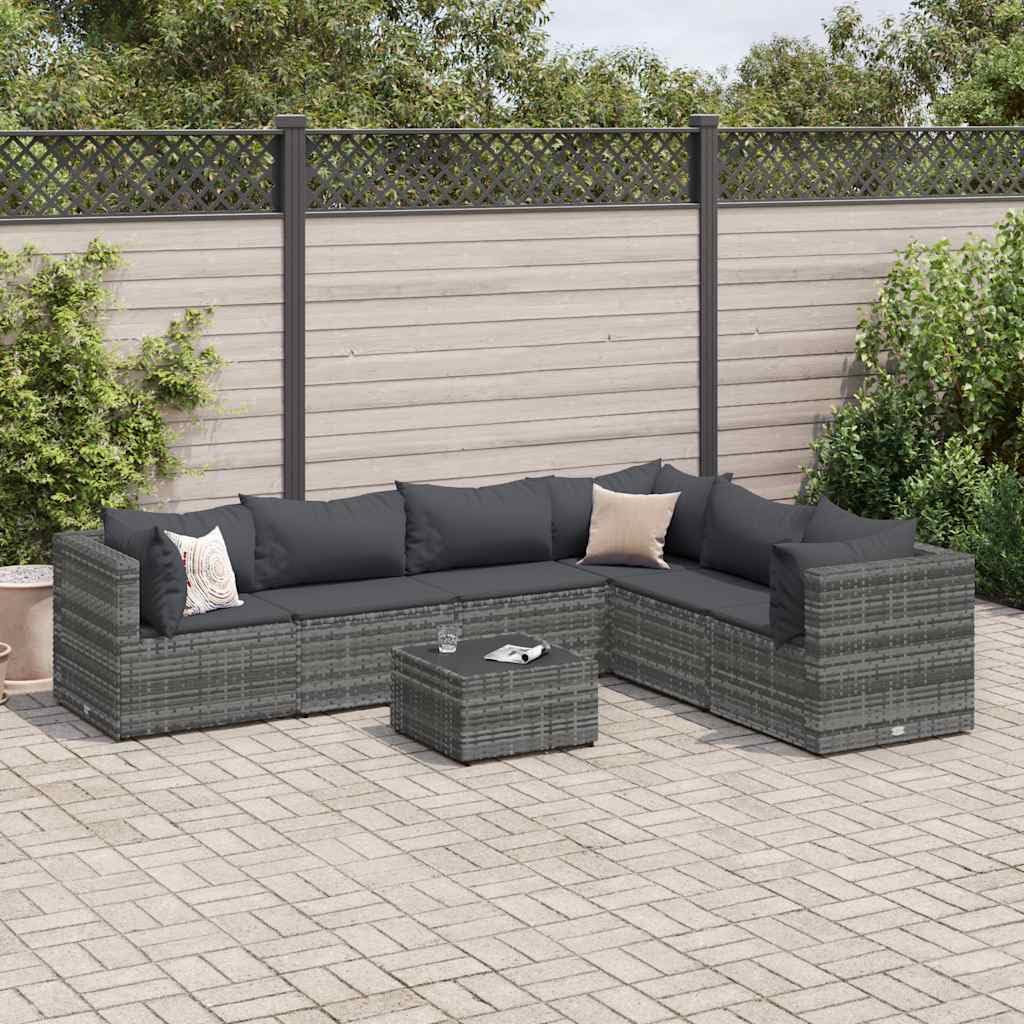 Canapé Central De Jardin VidaXL - Gris, Résine Tressée, Modulaire