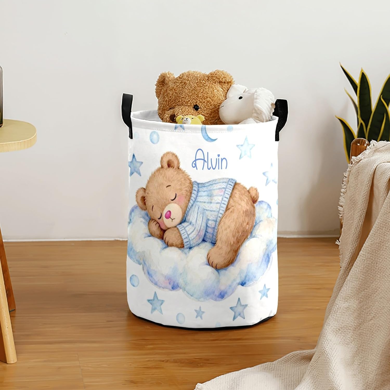 Cute Teddy Bear Sweet Dream Storage Bin, Waterproof Oxford Fabric Clothes Basket Organizer for Laundry Hamper,Toy Bins,Gift Baskets, Bedroom, Clothes,Baby Nursery