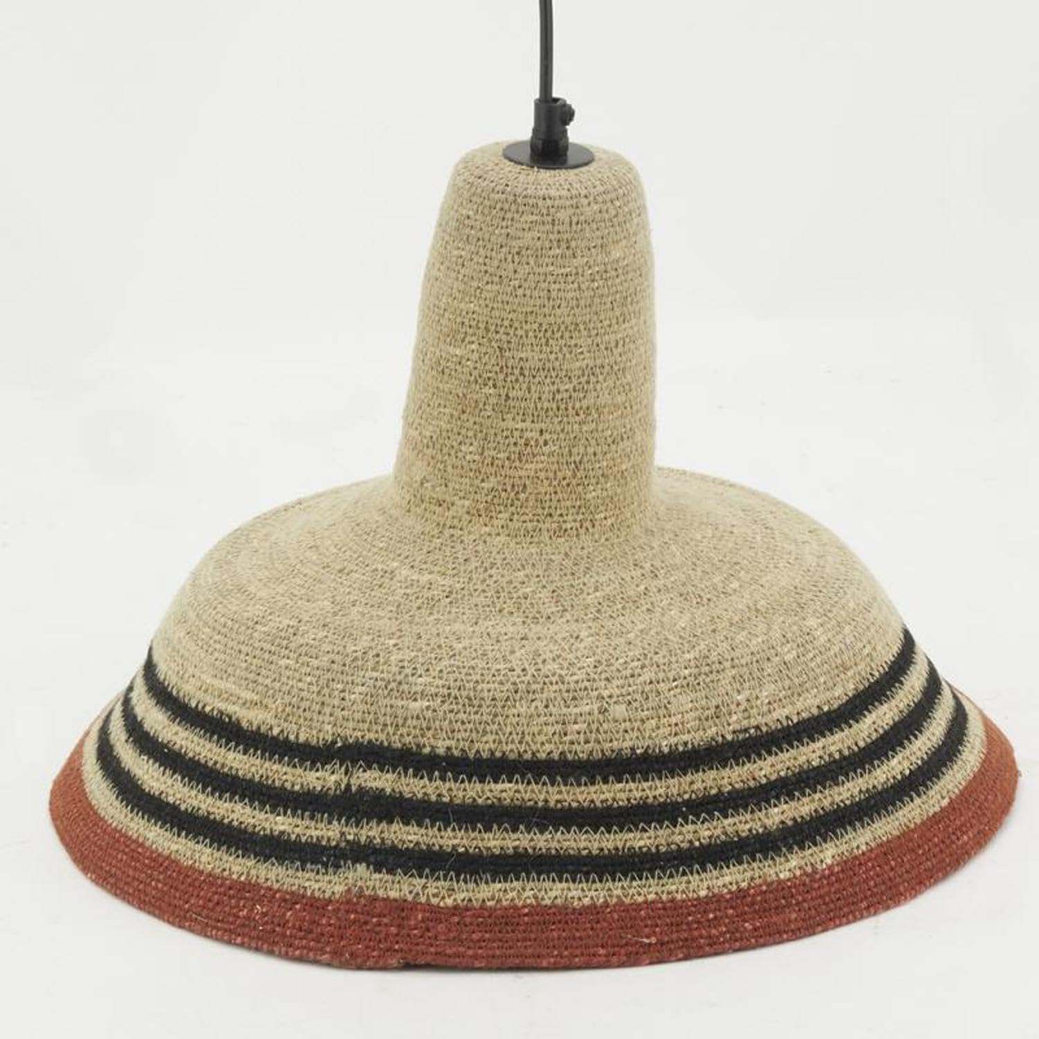 AUBRY GASPARD - Suspension en Jonc Teinté - Gris, Noir et Terracotta - Compatible Ampoules E27 - Équipée d'Équipement Électrique - Ø 43 cm, Hauteur 28 cm - Élégante pour Éclairage Intérieur