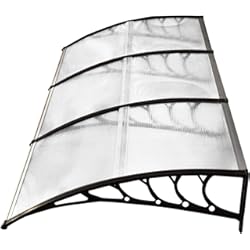 Techo Falsa Teja Outsunny Tejadillo de Protección contra Sol y Lluvia para Puertas Ventanas Marquesina de Techo Diseño Moderno Aleación de Aluminio Duradero 90x295x23.5 cm Transparente