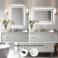 Vista 60 de WTTY LED Bathroom Mirror 32"x32" with Backlit and Front Light,Stepless Dimmable LED Mirror for Bathroom,Anti-Fog Lighted Bathroom Vanity Mirror