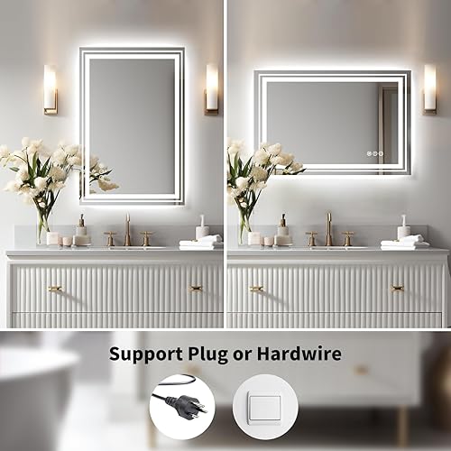 Miniatura 7 de WTTY Espejo LED de 88 x 38 pulgadas para baño, regulable, grande, moderno, con retroiluminación y luz delantera, espejo de tocador de baño con luz