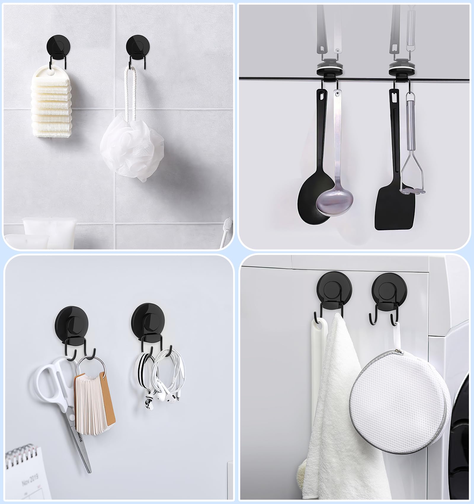 CozyBlue Ganci A Ventosa 4 Pezzi - Forte Adsorbimento Per Doccia, Vetro, Piastrelle Senza Fori - Foto 2
