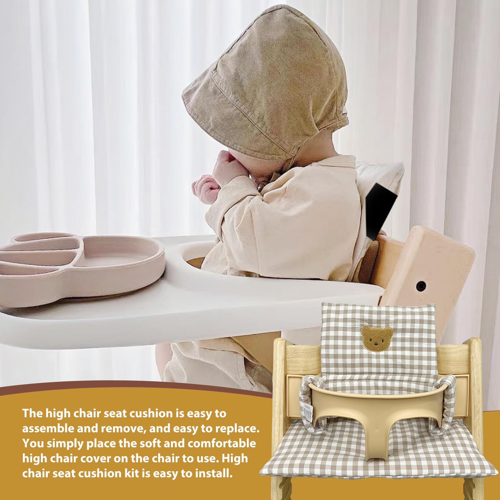 Juego De Cojines Antideslizantes Para Trona Stokke Tripp Trapp - Algodón, Lavable, 49x29 Cm, Blanco