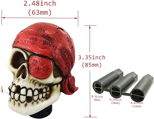 Miniatura 10 de Abfer Pomo manual para palanca de cambios de coche, estilo pirata, se adapta a la mayoría de vehículos de transporte (lentes negros)