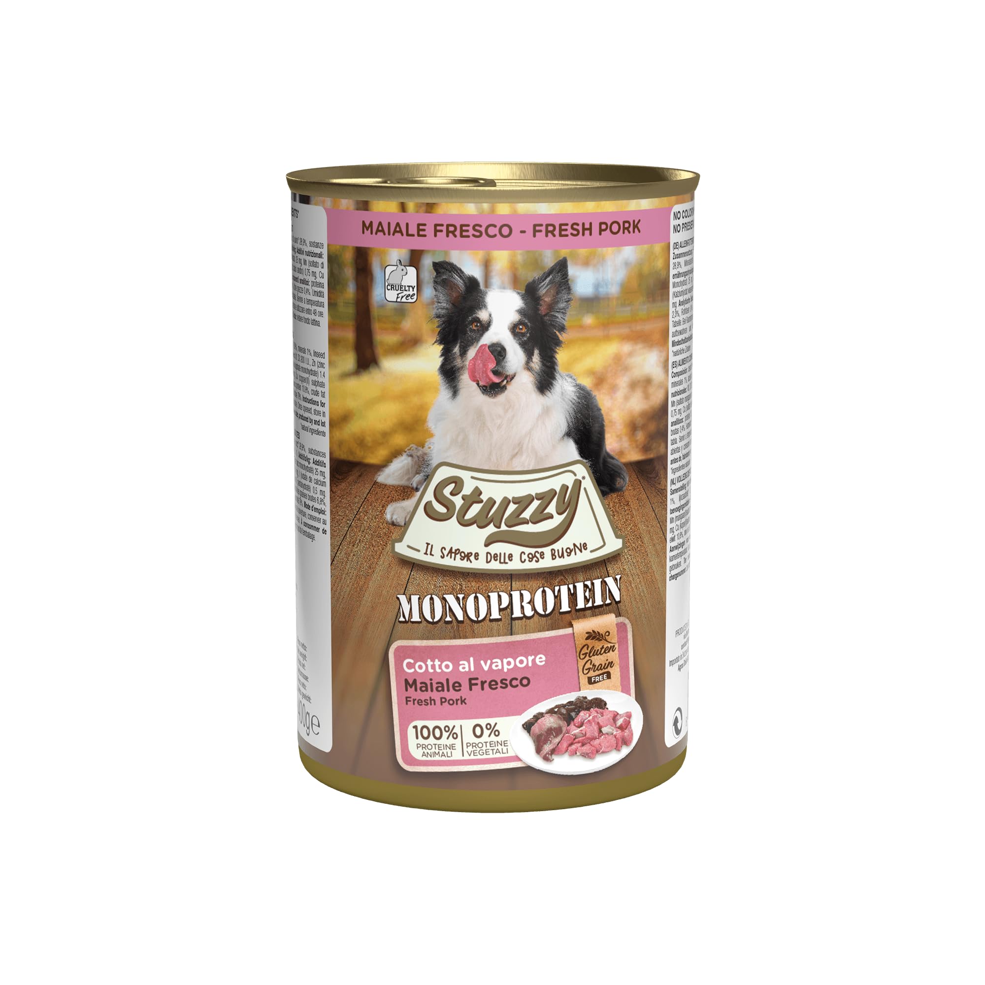 Stuzzy Monoprotein Cibo Umido per Cani con Maiale, 100% Proteine Animali, 6x400g