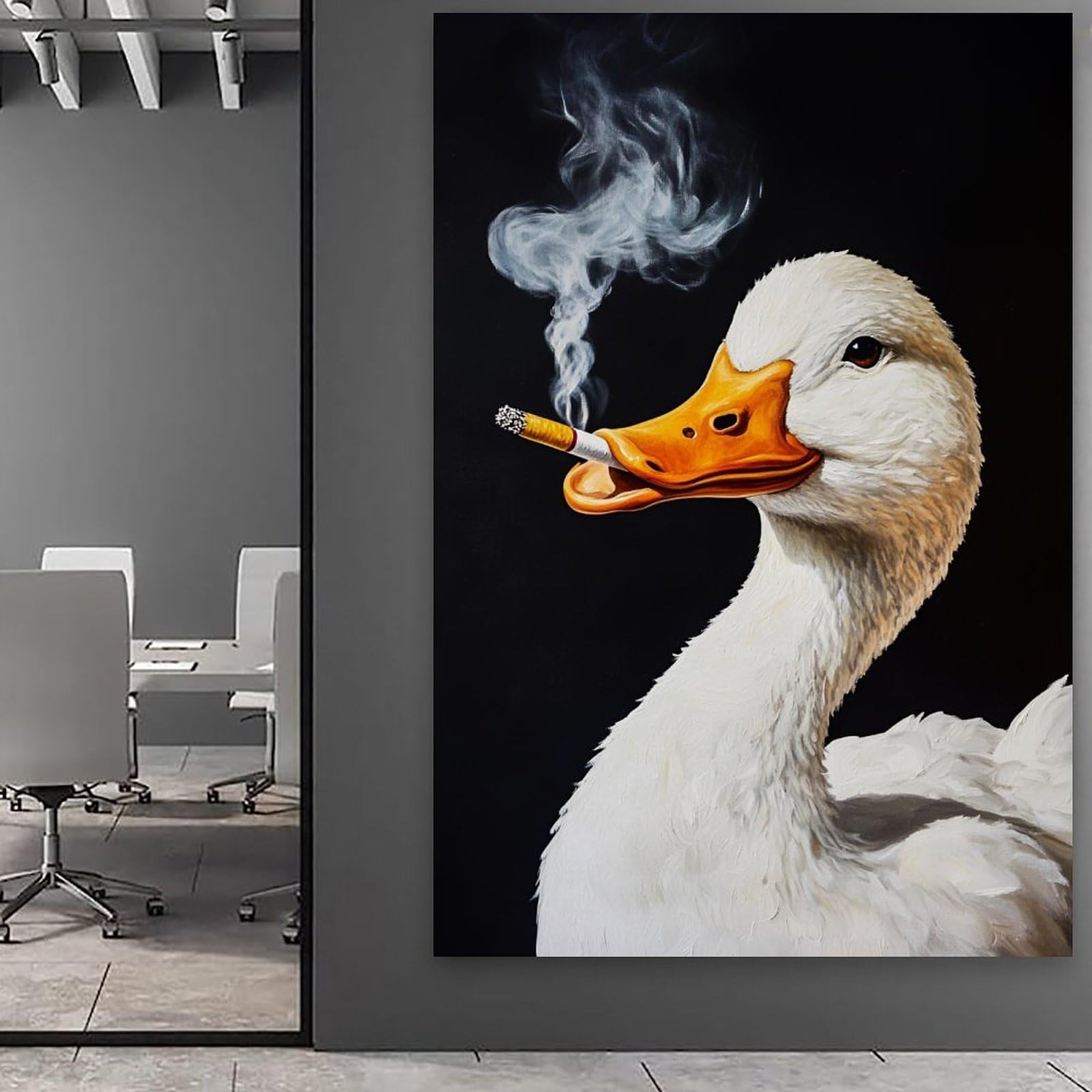 Wandkunst, Vintage-Wandkunst, Wandkunst, Wandkunst, hängendes Gemälde, Poster, lustiges Tierraucher-Portrait-Kunstwerk, Neuheit, Dekoration für Wohnzimmer und Schlafzimmer, Wandfläche 50 x 75 cm