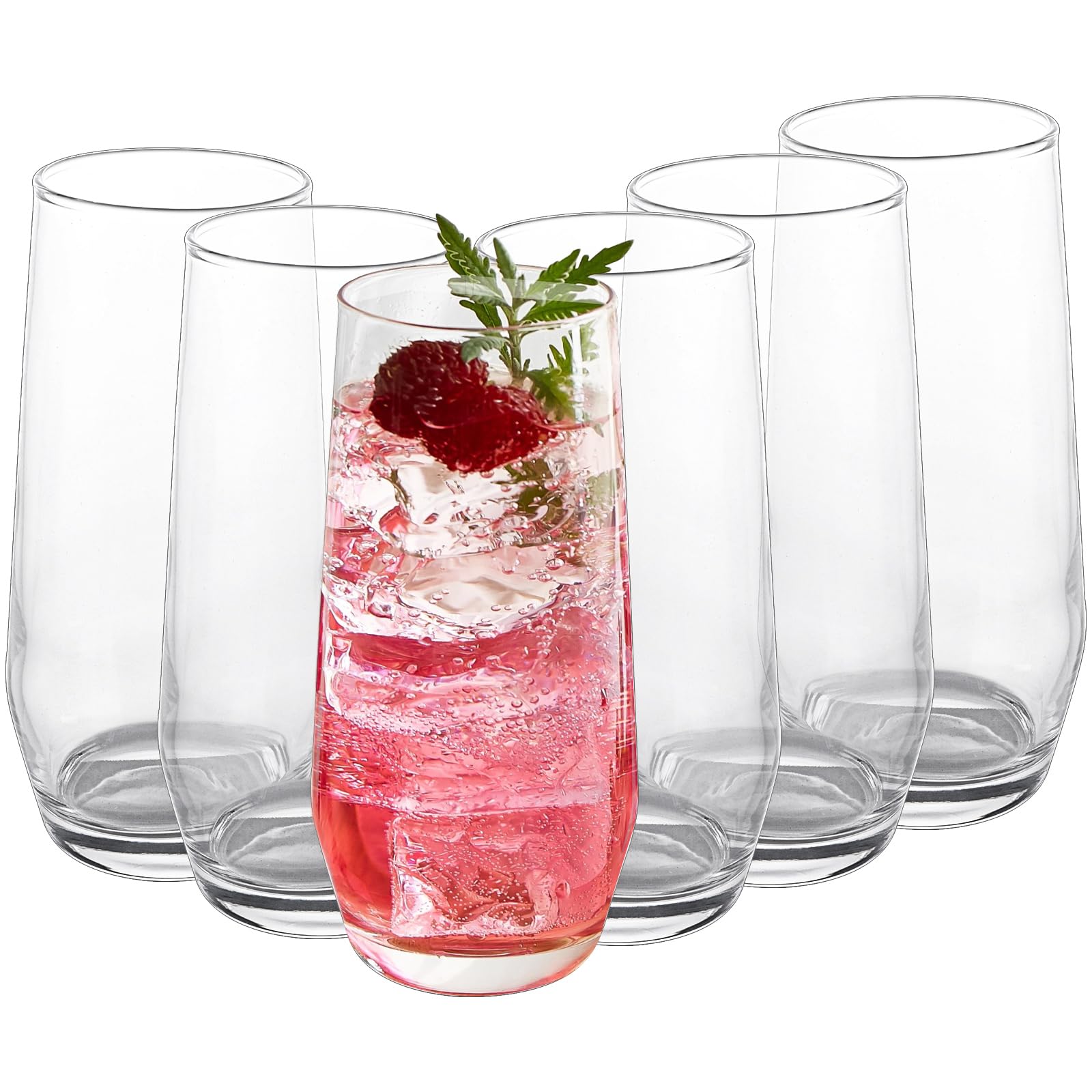 ASelected Set of 6 Highball Glasses 55Ml Premium Drinking Glass Hiballs Glasses Tumblers Set Gin Juice Cocktail Glasses for Milkshake Milk Iced Tea Soda Glasses and Dishwasher Safe