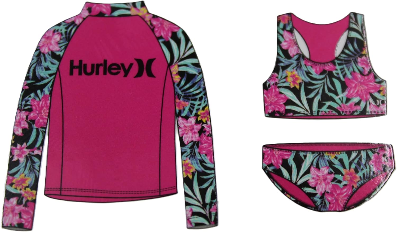 Hurley Little Girls 3pc Swimsuit Set