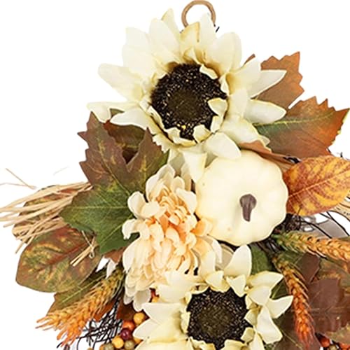 Miniatura 2 de Corona de otoño con diseño de lágrima de Acción de Gracias, hojas de arce, corona de flores artificiales para decoración de festivales de otoño de