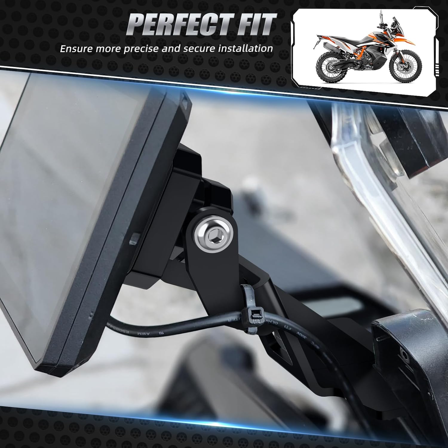 NICECNC Black 790/890Adv GPS Bracket Compatible with 890 Adventure S/R/Rally 2023, 2024