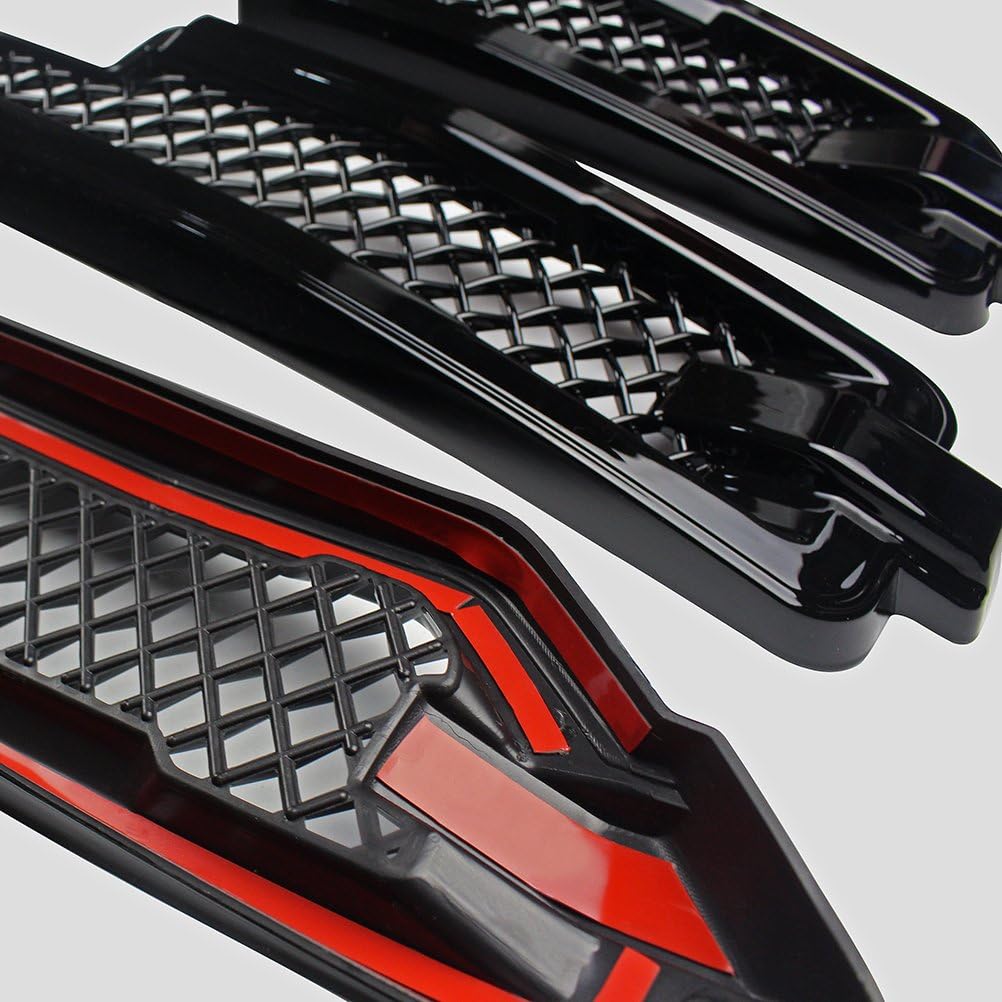 NINTE Grille Cover for 2016-2018 GMC Sierra SLT | NOT Fit Base & SLE ABS Painted Gloss Black Mesh Grill Covers Overlay 3 Bars Trim（NOT the Replacement）