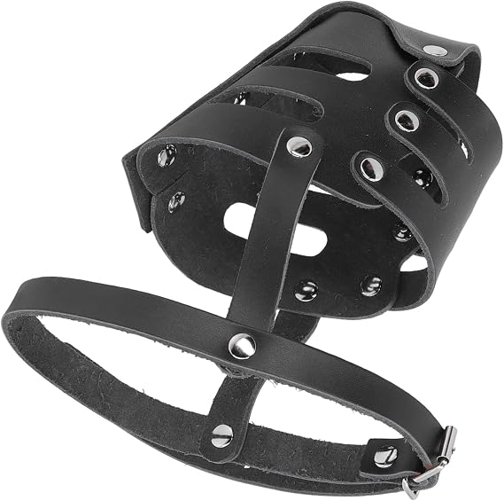 Dog Muzzle Breathable Adjustable Reinforced for Pet Training Faux Leather Material