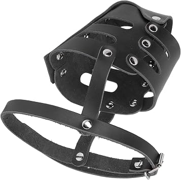 Dog Muzzle Breathable Adjustable Reinforced for Pet Training Faux Leather Material