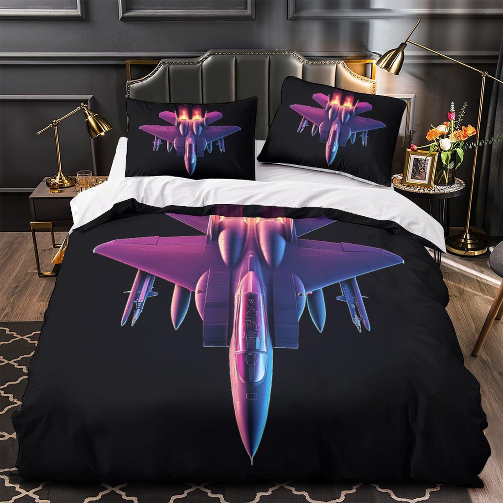 Housse de couette avion de chasse anti-acarien et hypoallergénique 3D