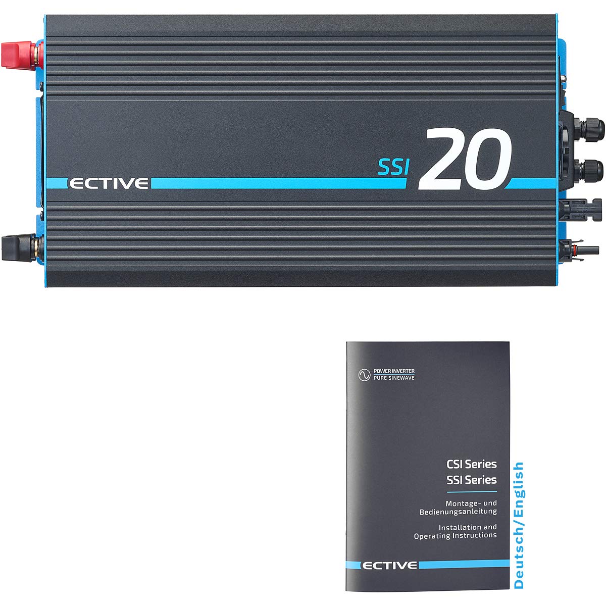 ECTIVE Reiner Sinus Wechselrichter SSI 20-2000W, 20A, 24V auf 230V, Überlastschutz, Überhitzungsschutz, mit MPPT-Laderegler - Spannungswandler, Umwandler, Stromwandler, Batterieladegerät