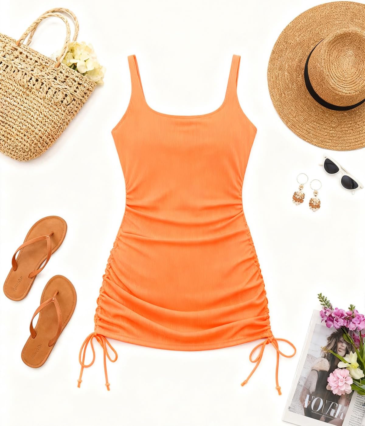 Century Star Women Ribbed One Piece Swimsuit - Swim Dress with Drawstring 2026 Modest Bathing Suit with Bottom - Image 6