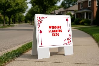 Wedding Planning Expo Red Frame With Hearts Up Arrows A-Frame Single Sided 23x23 in. sign