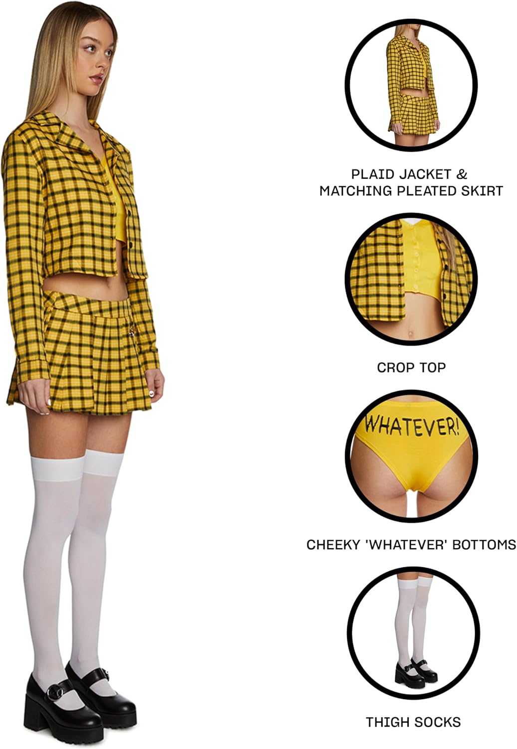 Dolls Kill Clueless Inspired Costume - Plus Size Cher Whatever Plaid Outfit by Trickz N' Treatz