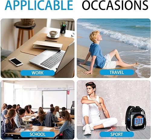 Miniatura 5 de Mochila transparente para niños y niños, bolsa de baloncesto personalizada de 17 pulgadas para escuela, viajes, gimnasio, Negro -, Grande