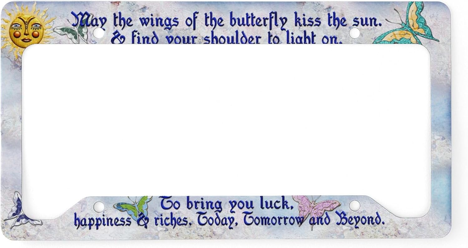 CafePress Harvest Moons Butterfly Kiss License Plate Holder Aluminum License Plate Frame, License Tag Holder