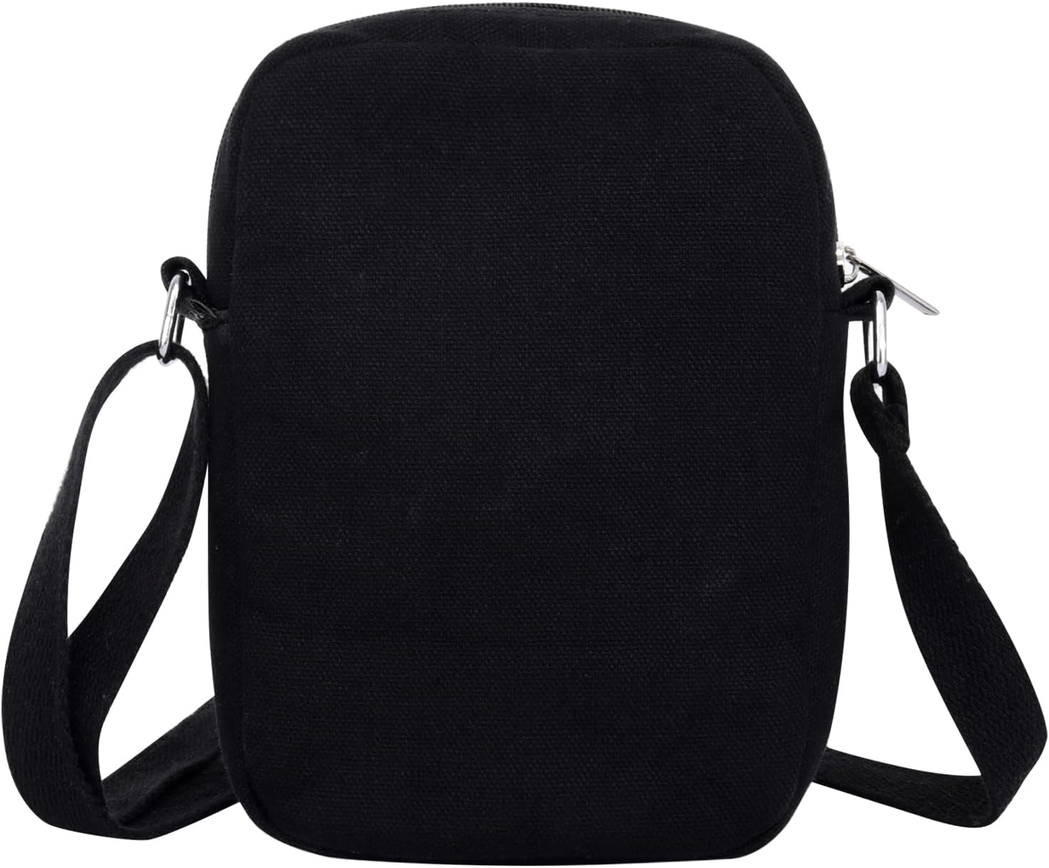 Canvas Mobile Cross Body Black Sling Bag for Men & Women,100% Cotton, Embroidery, Zip Closure, Pocket, Adjustable Strap, Compact Everyday Bag - City (Black & White), Black