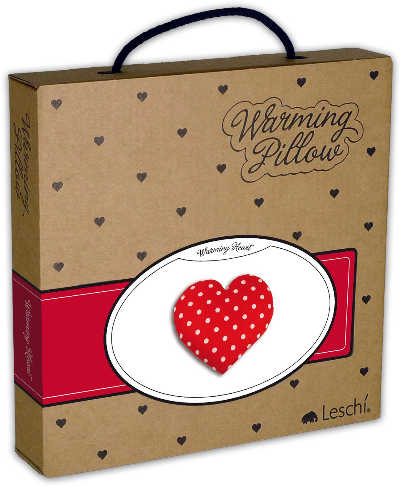 CUSCINO RISCALDABILE Leschi per la pancia, la schiena e la zona lombare/Per coliche dei neonati e il ciclo/Per microonde, con semi di grano/Cuscino termico per bambini/Cuore grande, rosso a pois