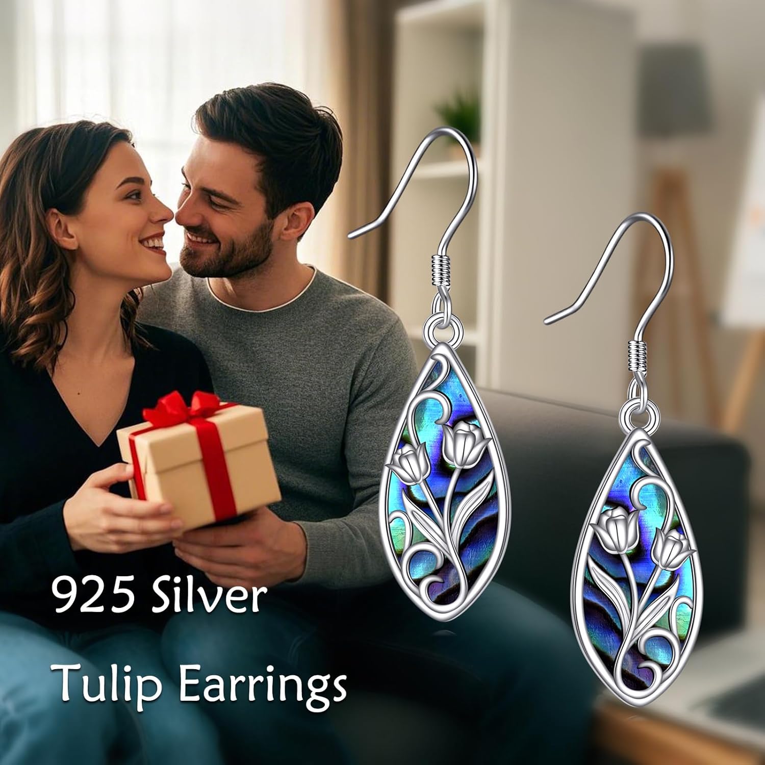 MONGAS Tulip Earrings Sterling Silver Filigree Tulip Teardrop Earrings Flower Jewelry for Women - Image 6