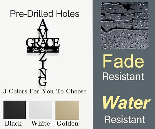 Miniatura 7 de Personalized Amazing Cross Metal Grace Sign for Wall decor, Home Decor, Metal Wall Art