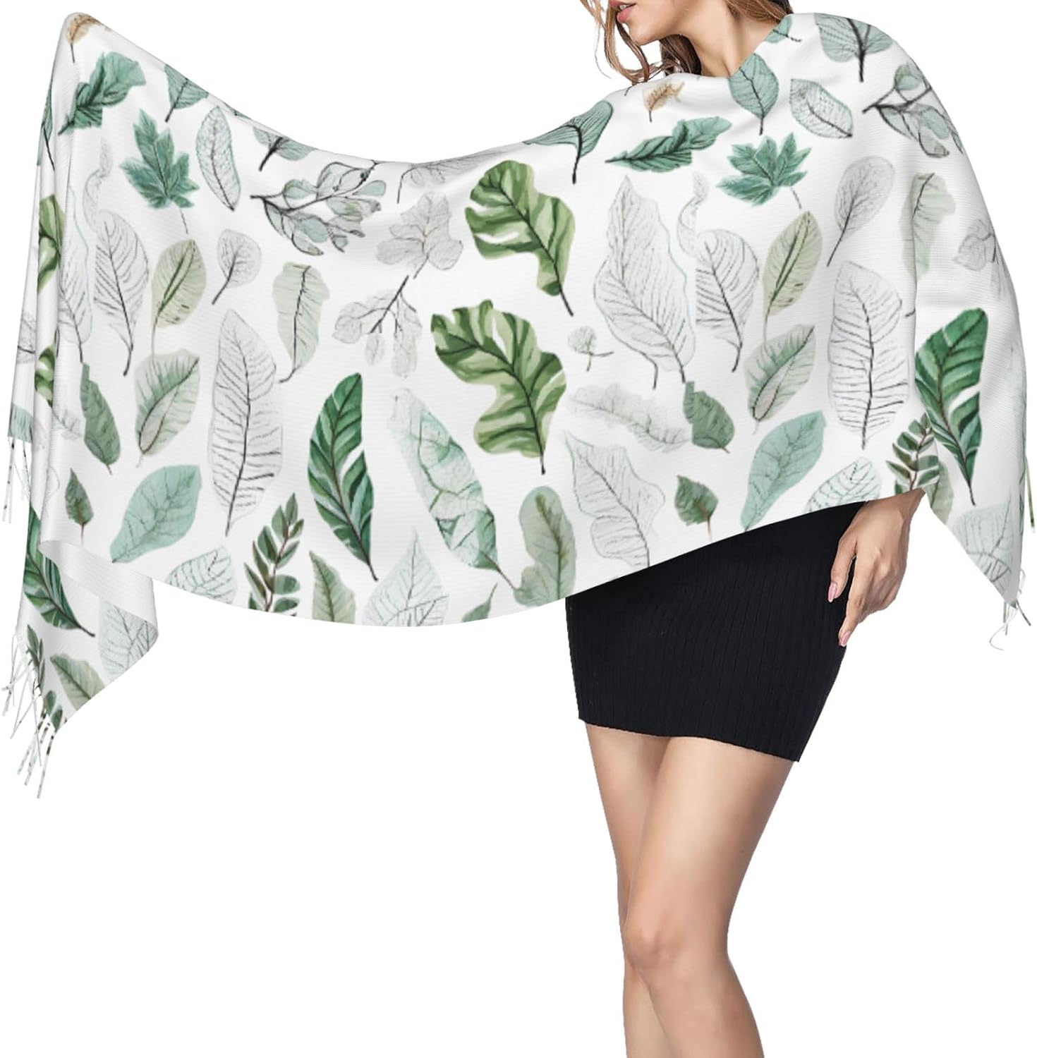 (Basil Thyme Dill & Rosemary) Women's Soft Warm Scarf Large Plush Shawl Wrap with Fringe Fashion Winter Scarves for Cold Weather