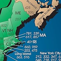 Vista 5 de Mapa de códigos de área de zona horaria de Norteamérica, laminado brillante a todo color, incluye búsqueda inversa