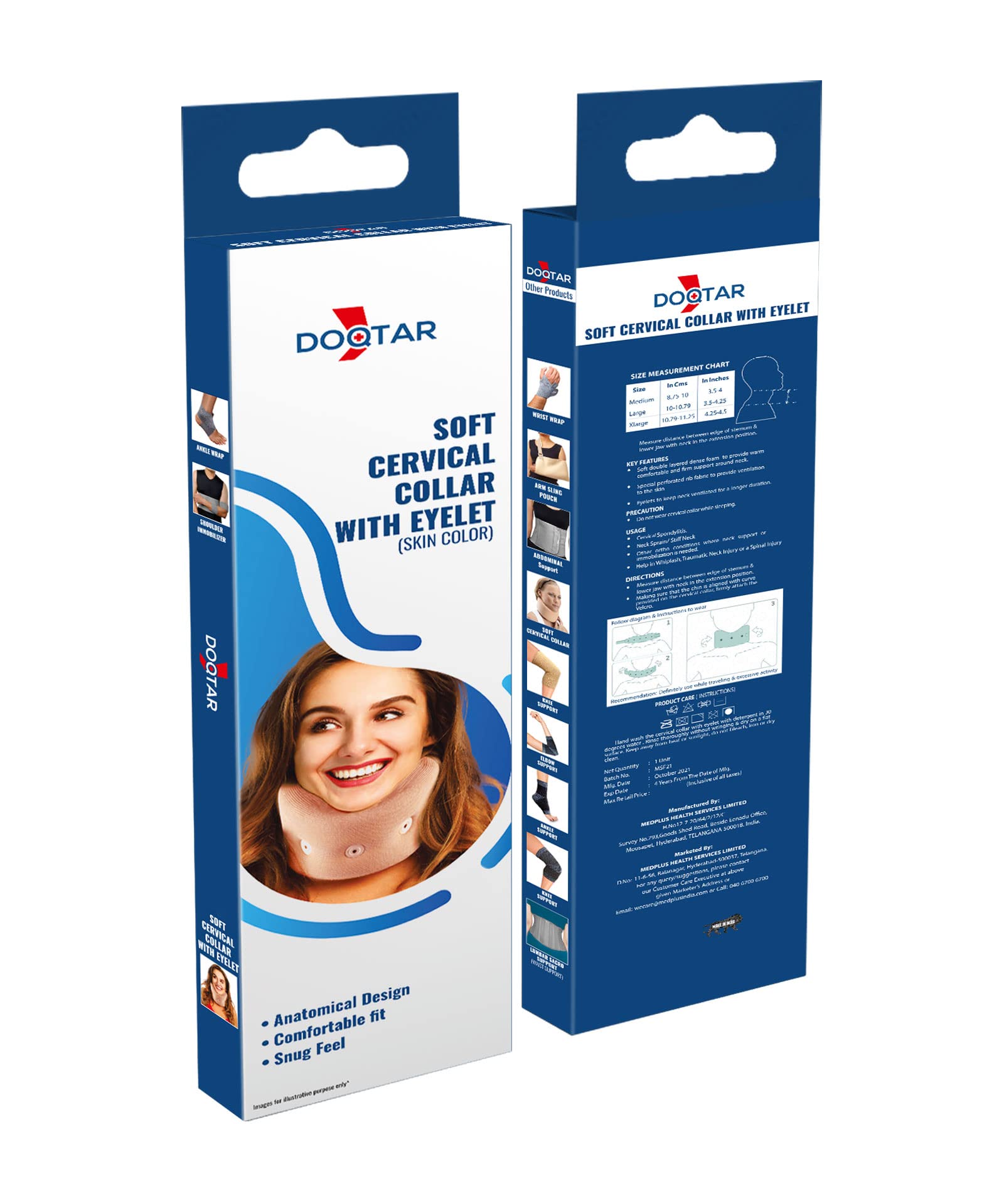 DOQTAR CERVICAL EYELET COLLAR (XL, SKIN) Collar With Chin Support Regular |  Neck Brace With Extra Support Relieves Pain & Pressure in Spine| Men |  Women | : Amazon.in: Health & Personal Care