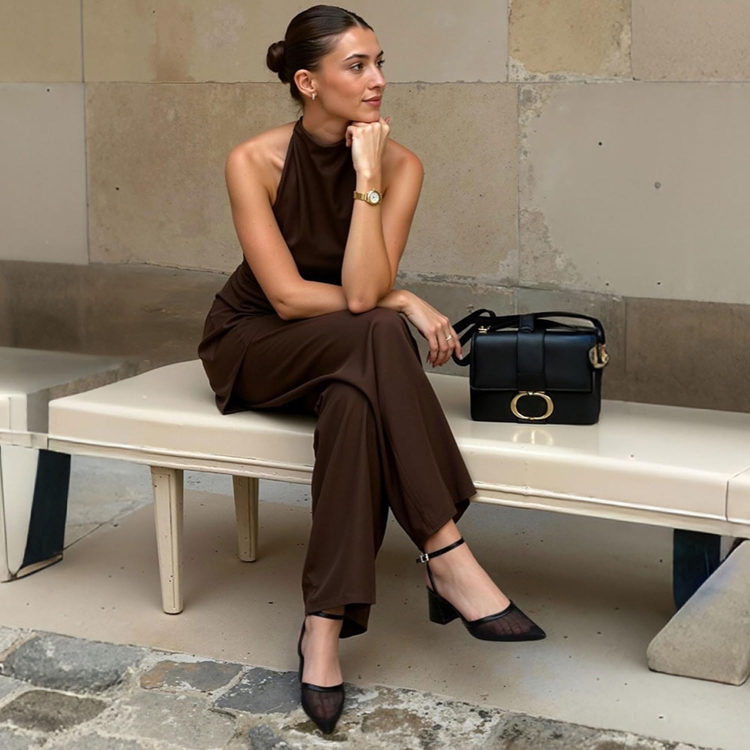 Closed Toe Heels for Women Ankle Strap Pointed Toe Slingback Chunky Low Heels Womens Pumps Wedding Dress Shoes - Image 2