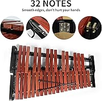 Vista 4 de TNZMART Juego de xilófono de 32 teclas con soporte ajustable de madera Glockenspiel Percusión Instrumento educativo
