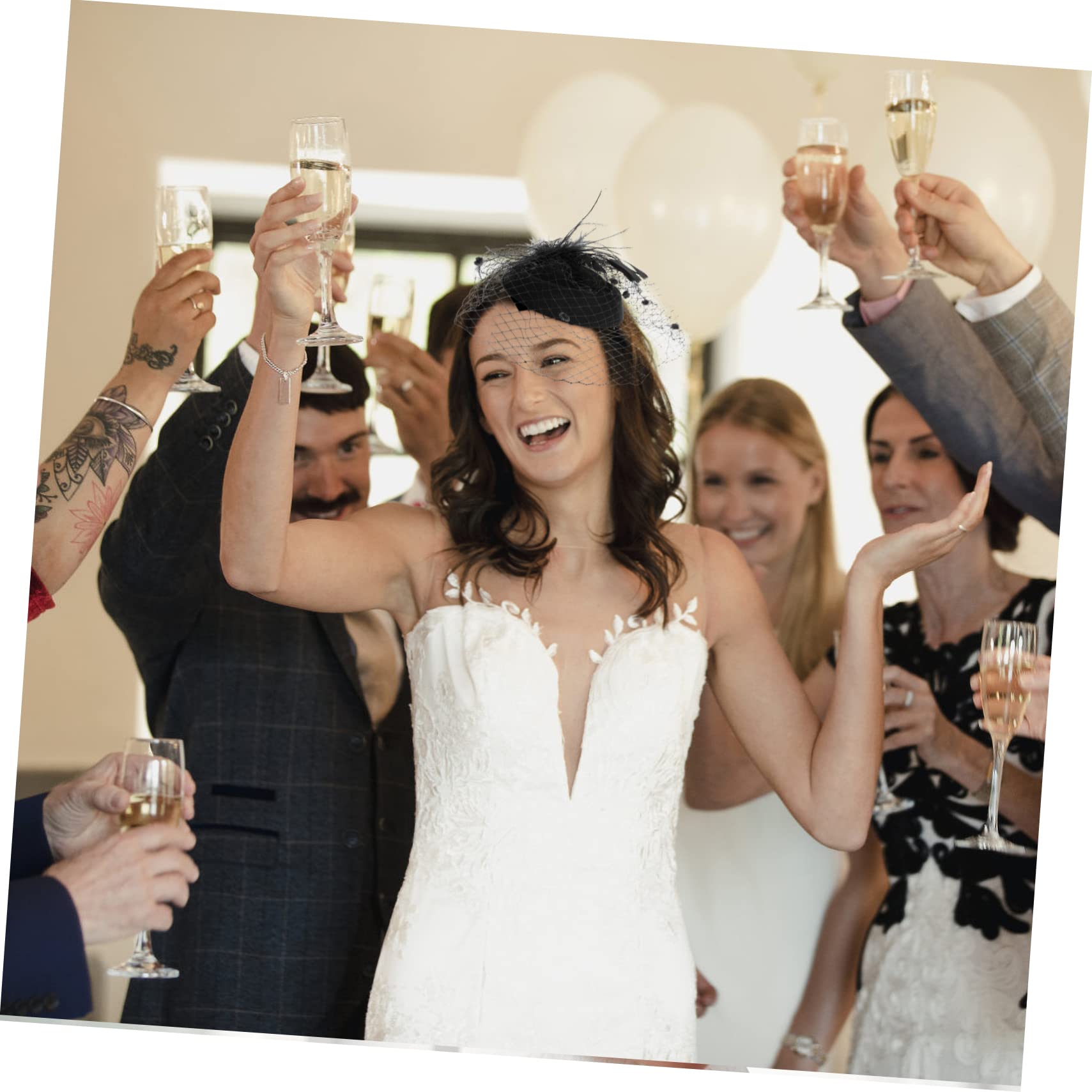 Operitacx 4piezas Sombrero De Fiesta De Malla Para Mujer Tocado Elegante Para Bodas Fiestas De Té y Eventos Especiales