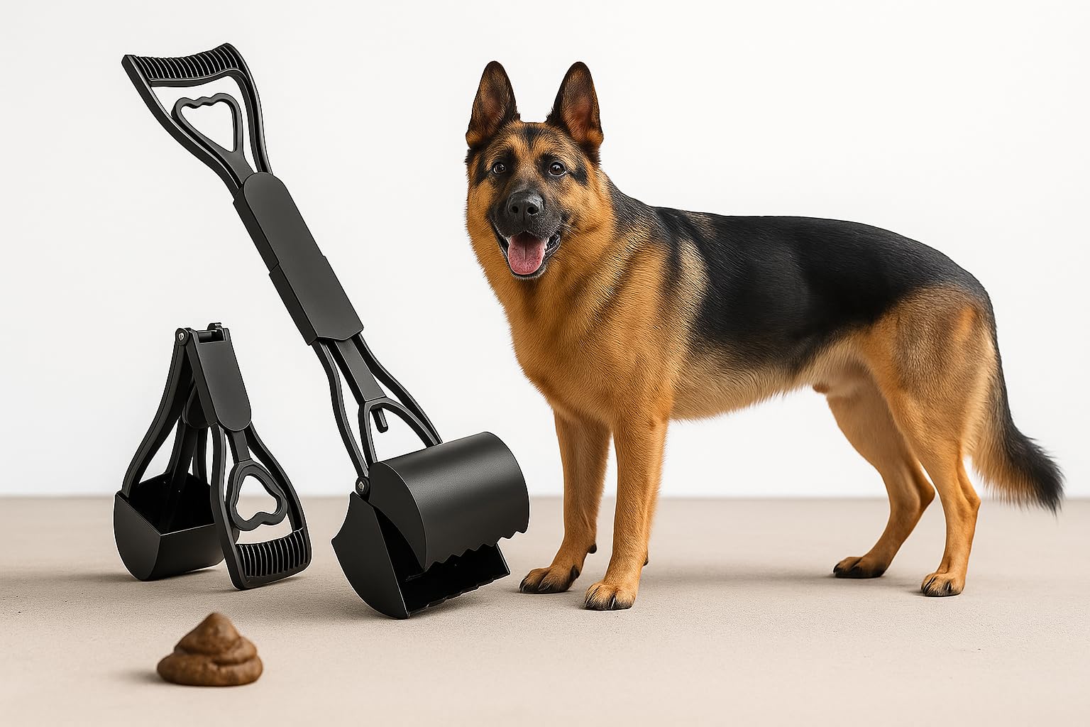 SuperGift.com Pet Waste Picker - Foldable Pet Waste Picker with Long Handle - Portable Dog Poop Scooper for Grass, Ideal for Dogs and Cats (Black)