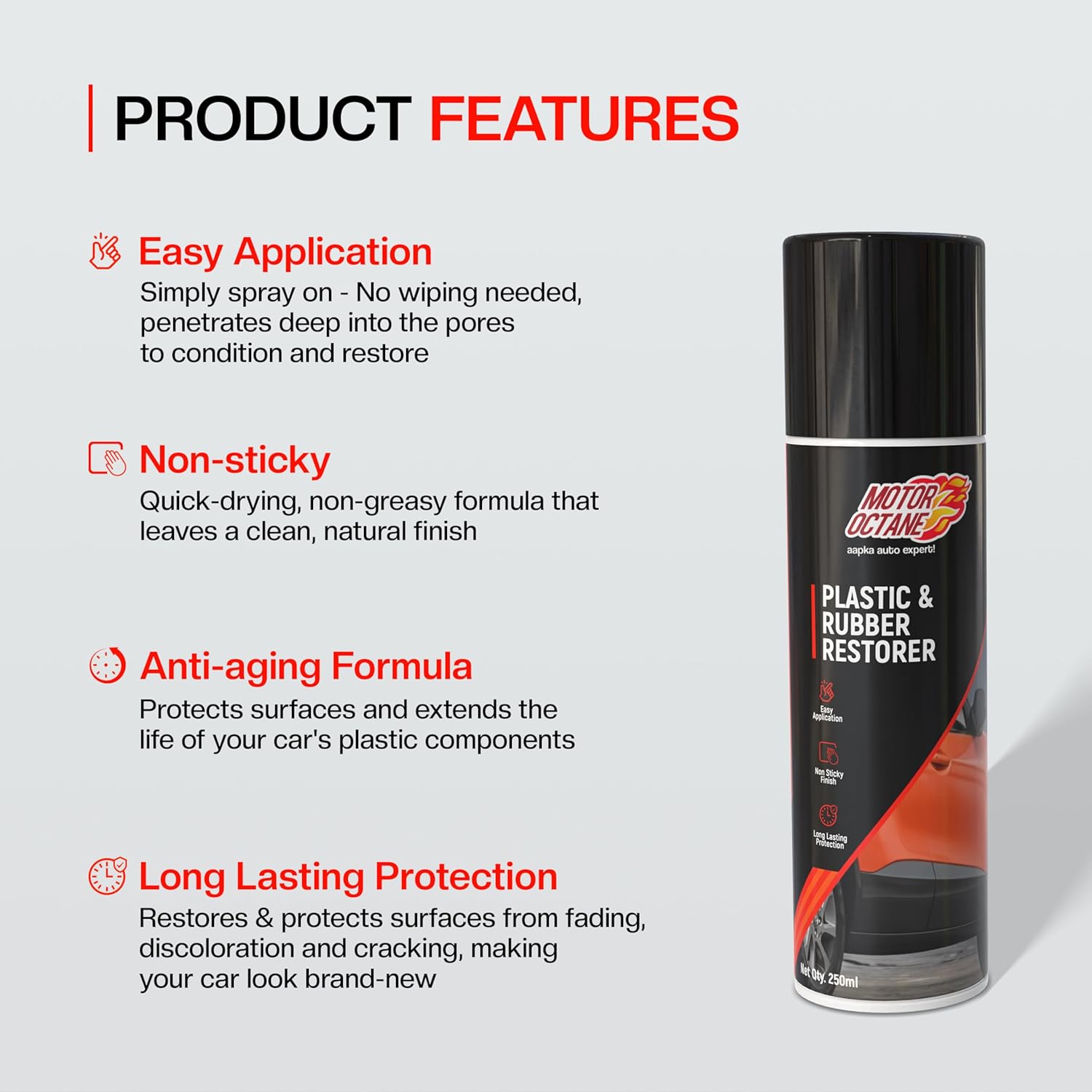 Instantly Restore Faded Car & Bike Plastic! 250ml Restorer Spray for a Showroom Look