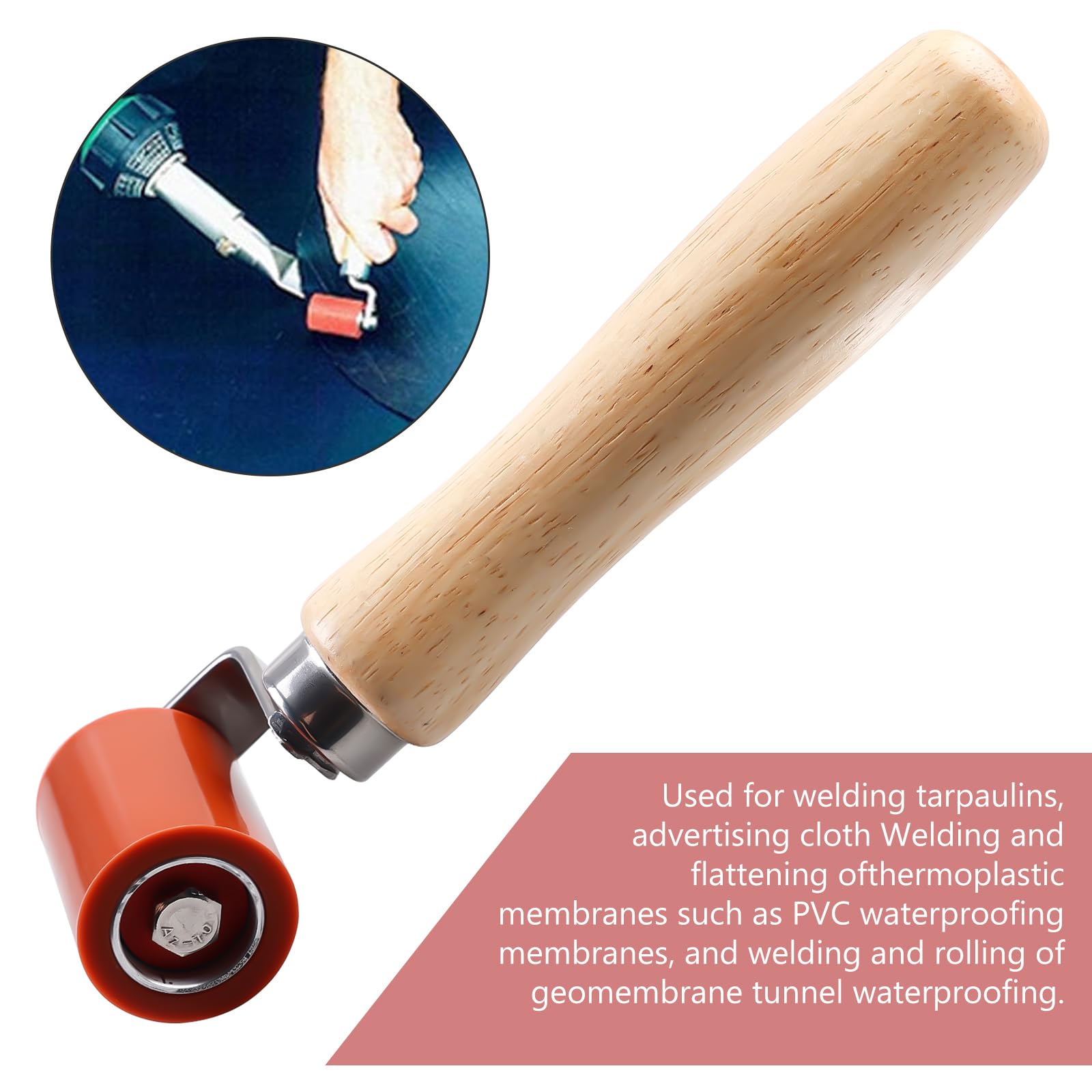 Silikon Andrückrolle: 40mm Hochtemperaturbeständige Hartgummi Nahtroller, Handdruck Roller Roofing Andruckrolle Werkzeug für Kantenumleimer und zum Verschweißen von PVC-Planen