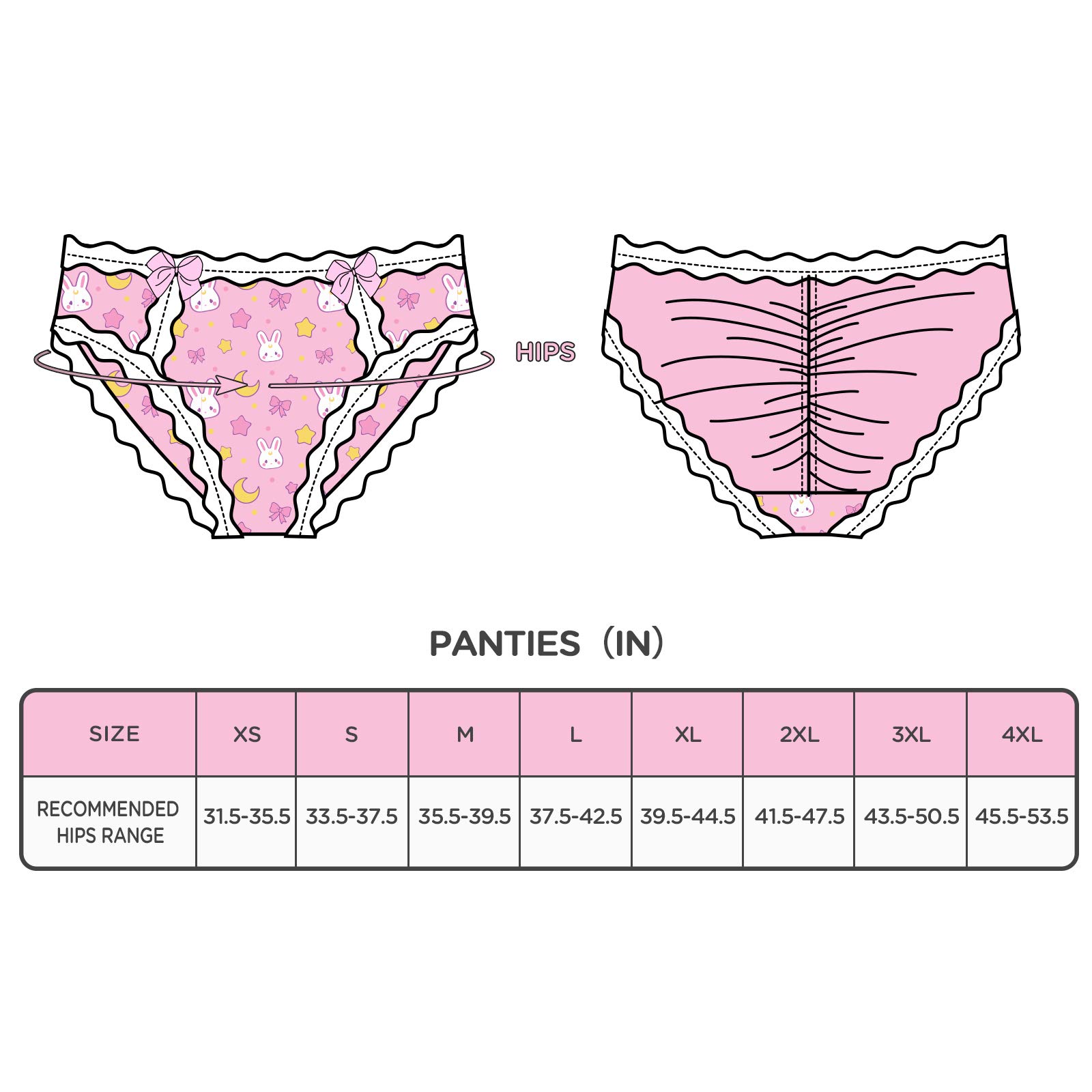 LittleForBig Damen Weich Baumwolle Unterwäsche Bequemer Hipster Slip 5er Pack Unterhosen Set-Usagi Muster