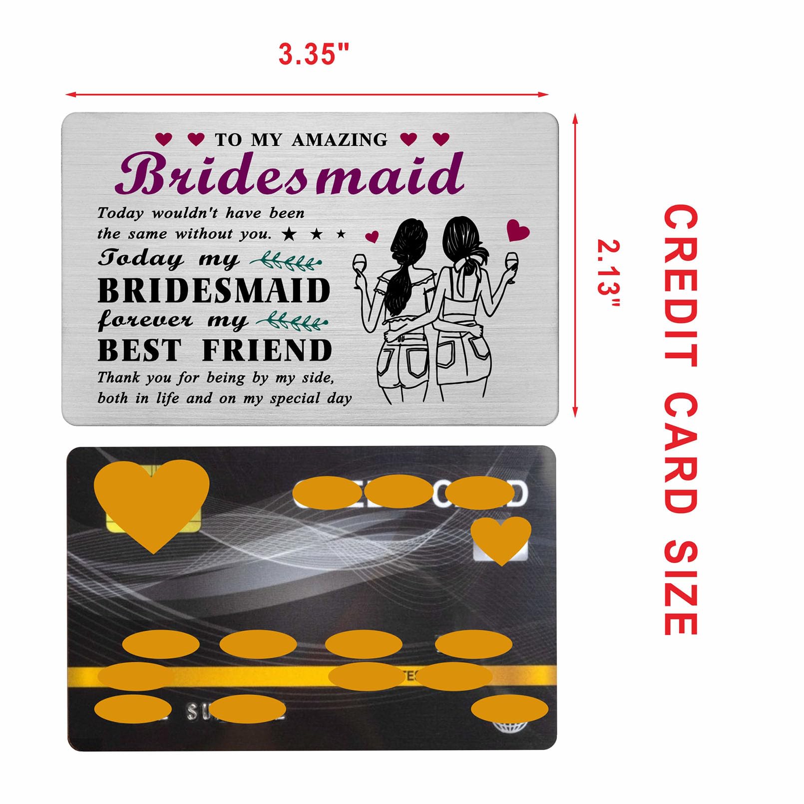 Richesele Bridesmaid Gift from Bride, Wedding Day Thank You Wallet Insert, Bridesmaid Proposal Card - Image 2
