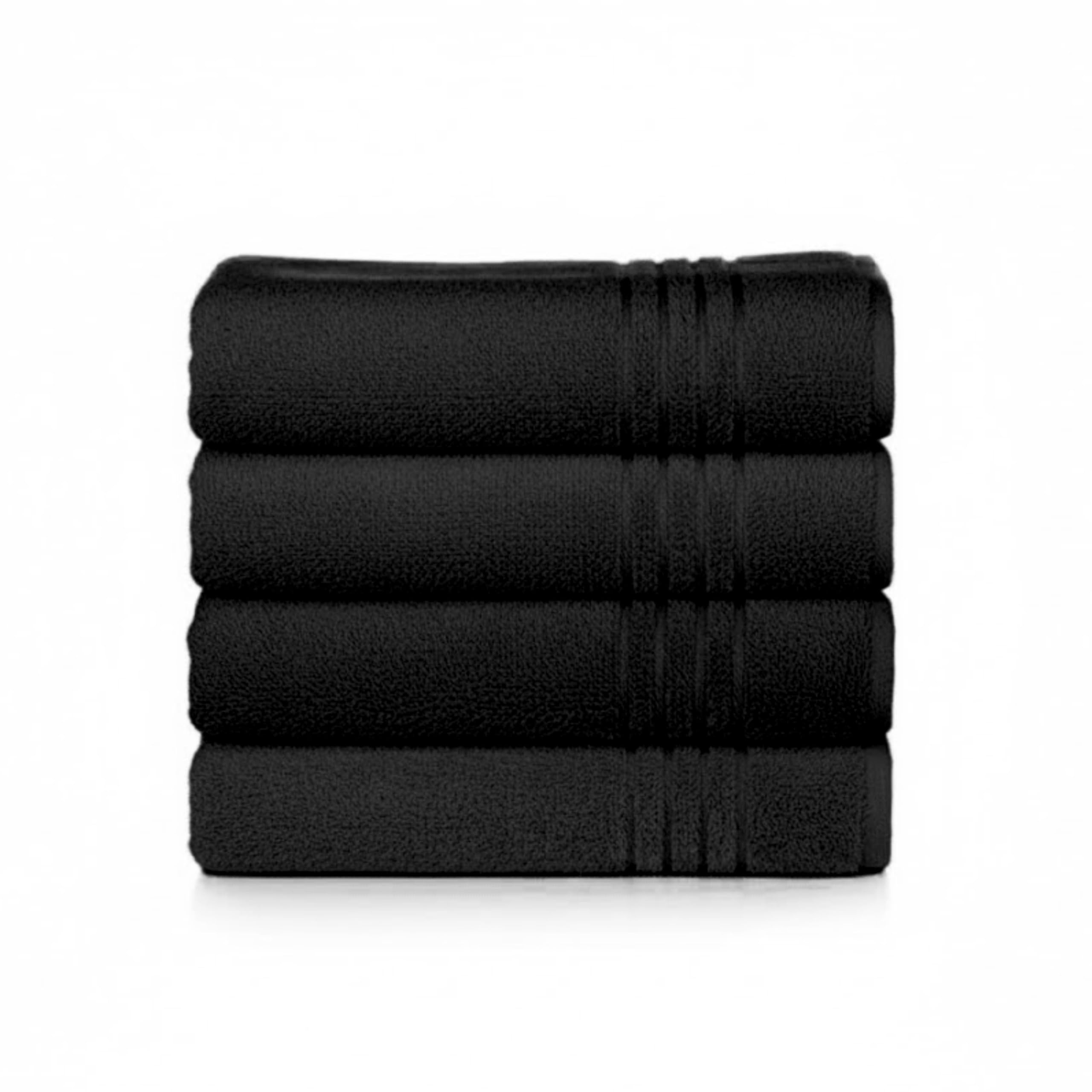 Egeria Madison Juego de 4 toallas de mano de 50 x 100 cm, color negro, suaves y absorbentes para baño, ducha y uso diario