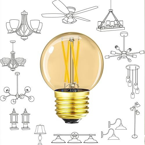 Miniatura 5 de Leools Bombilla LED G16.5 E26 de 4 W igual a 40 W, bombilla LED Edison vintage AC120V 400LM 2700K ámbar blanco cálido claro regulable bombilla LED