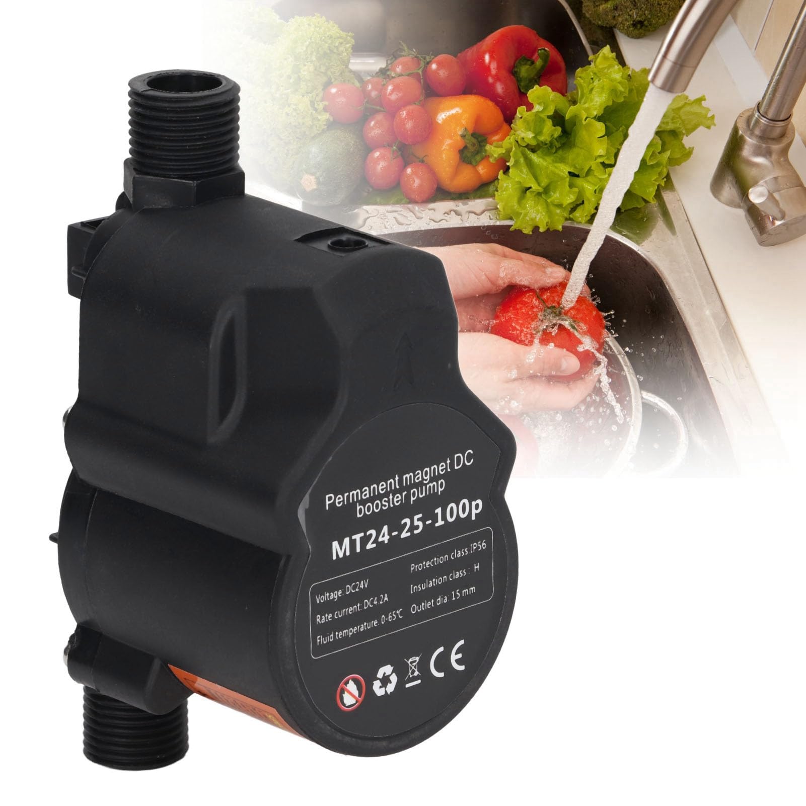 24V DC Pompe à pression de surpression d'eau, pompe de douche à faible bruit entièrement automatique pour domestique