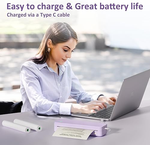 Miniatura 6 de Impresora portátil sin tinta para viajes, impresora térmica inalámbrica compatible con tamaño carta de 8.5 x 11 pulgadas, máquina Bluetooth incluye